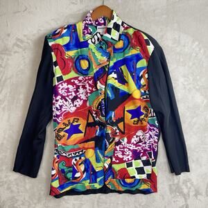 Vtg White Moon London Women's Jacket Size Small Art To Wear Maximalism Boho